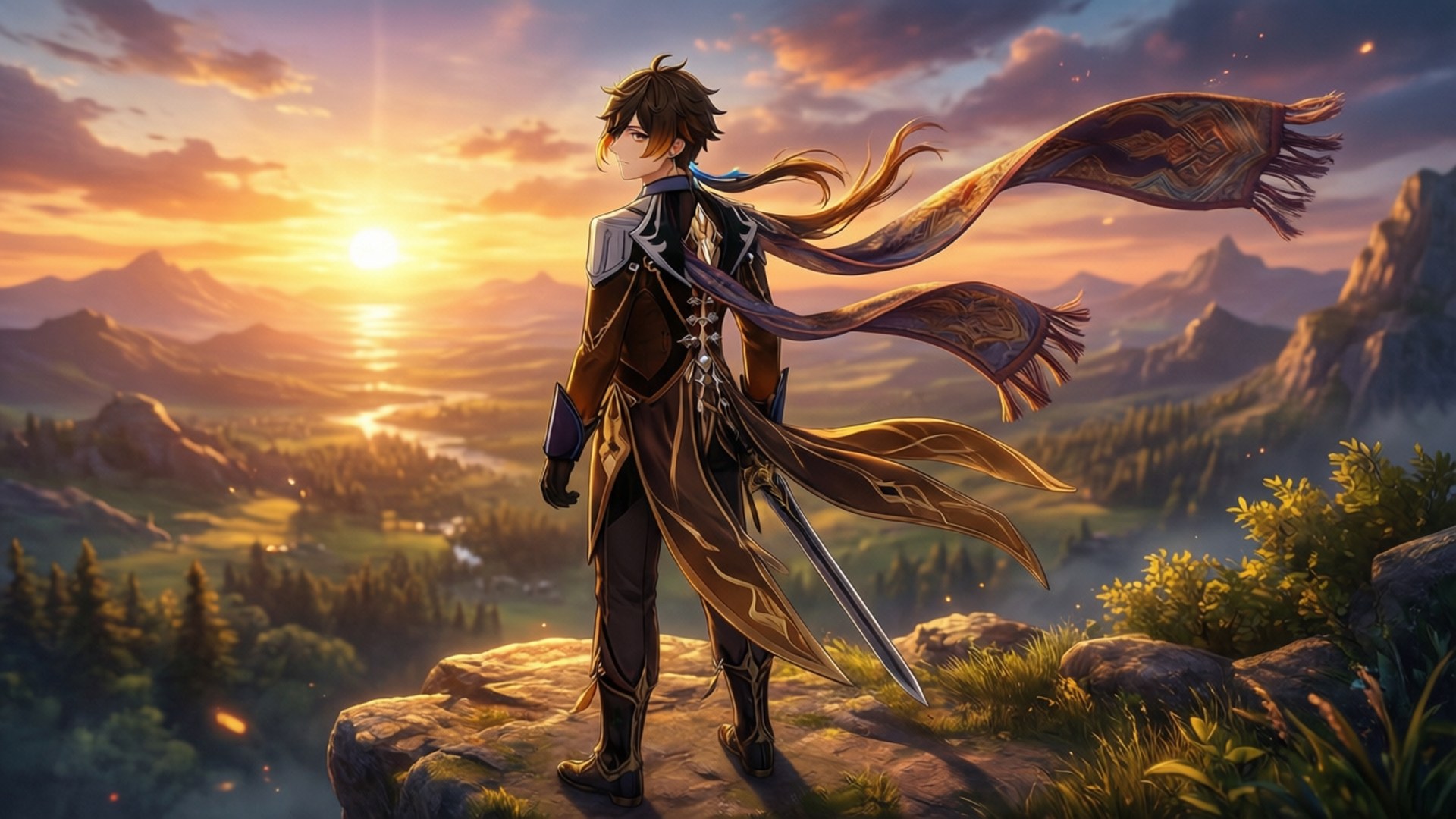 Sunset Warrior Aether Wallpaper