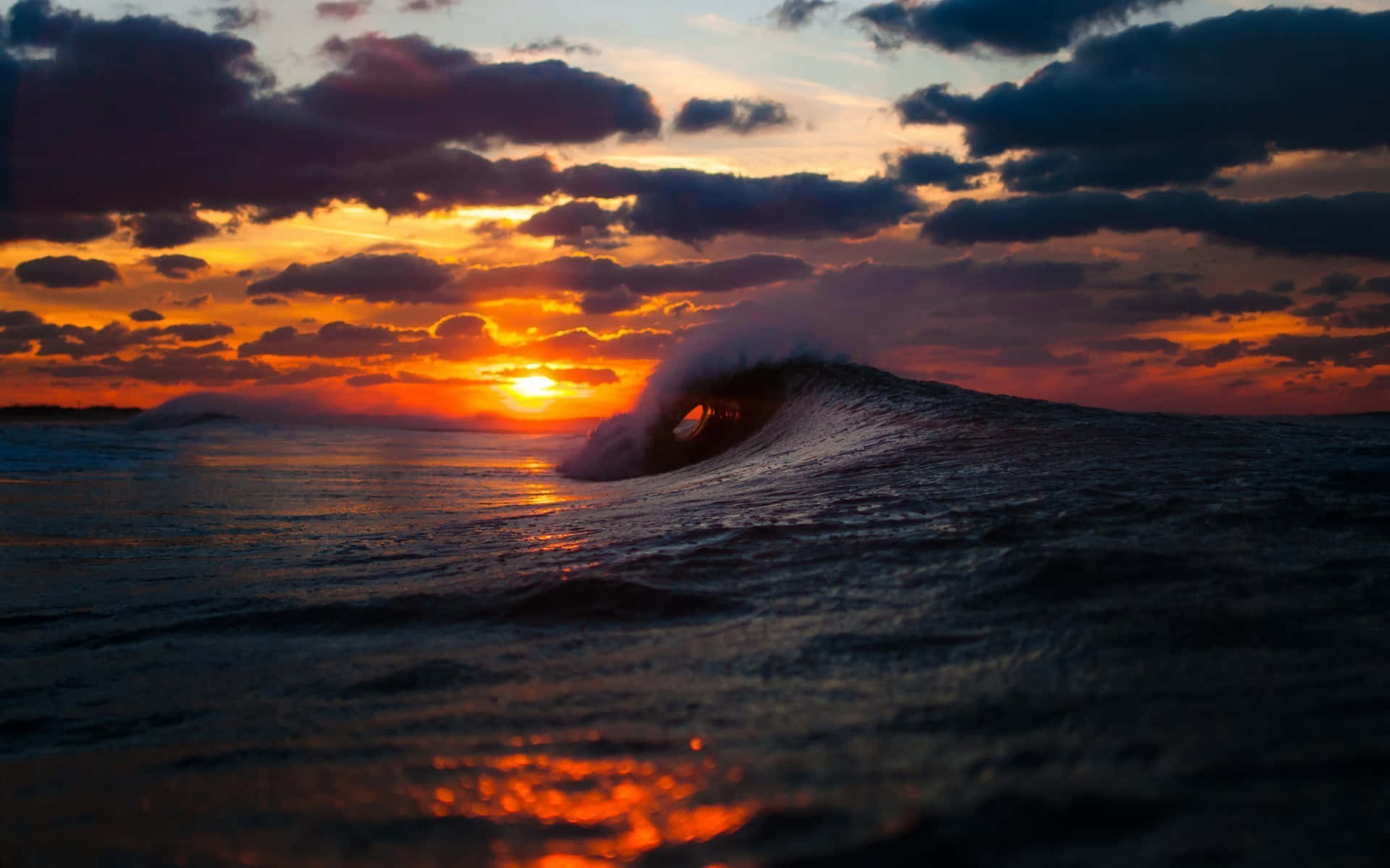 "Catch A Breath-taking Sunset Wave" Wallpaper