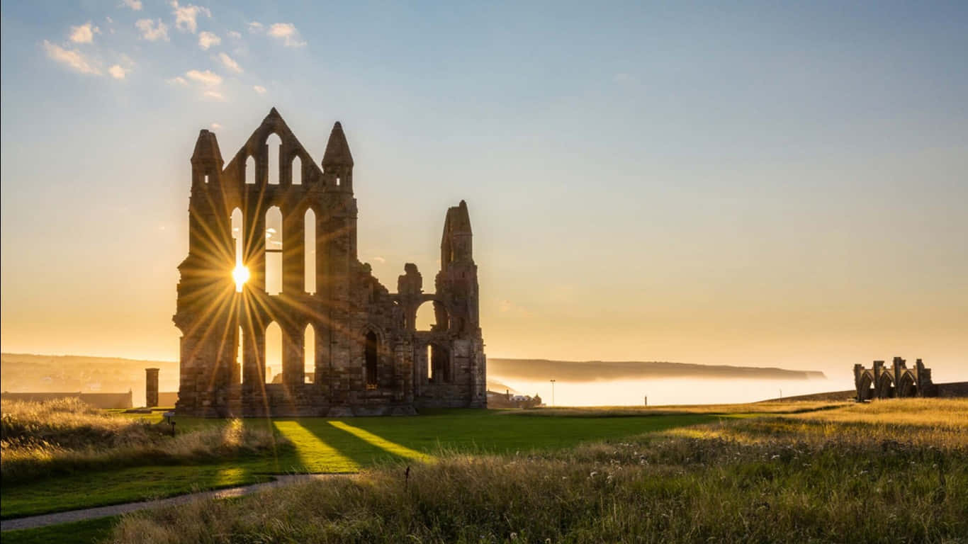 Sunset Whitby Abbey Ruins Wallpaper