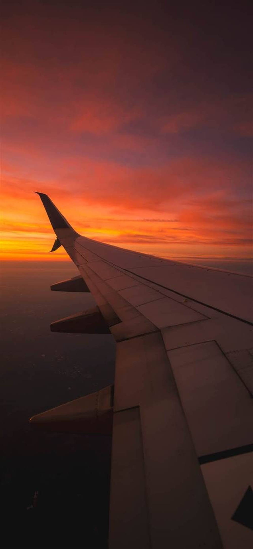 Sunset With Wing Of Airplane Android Wallpaper