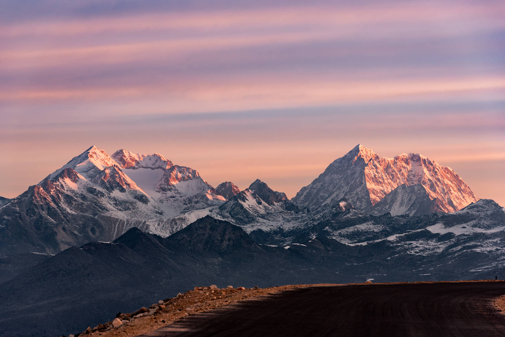 Sunset_ Alpen Glow_on_ Mountain_ Peaks SVG