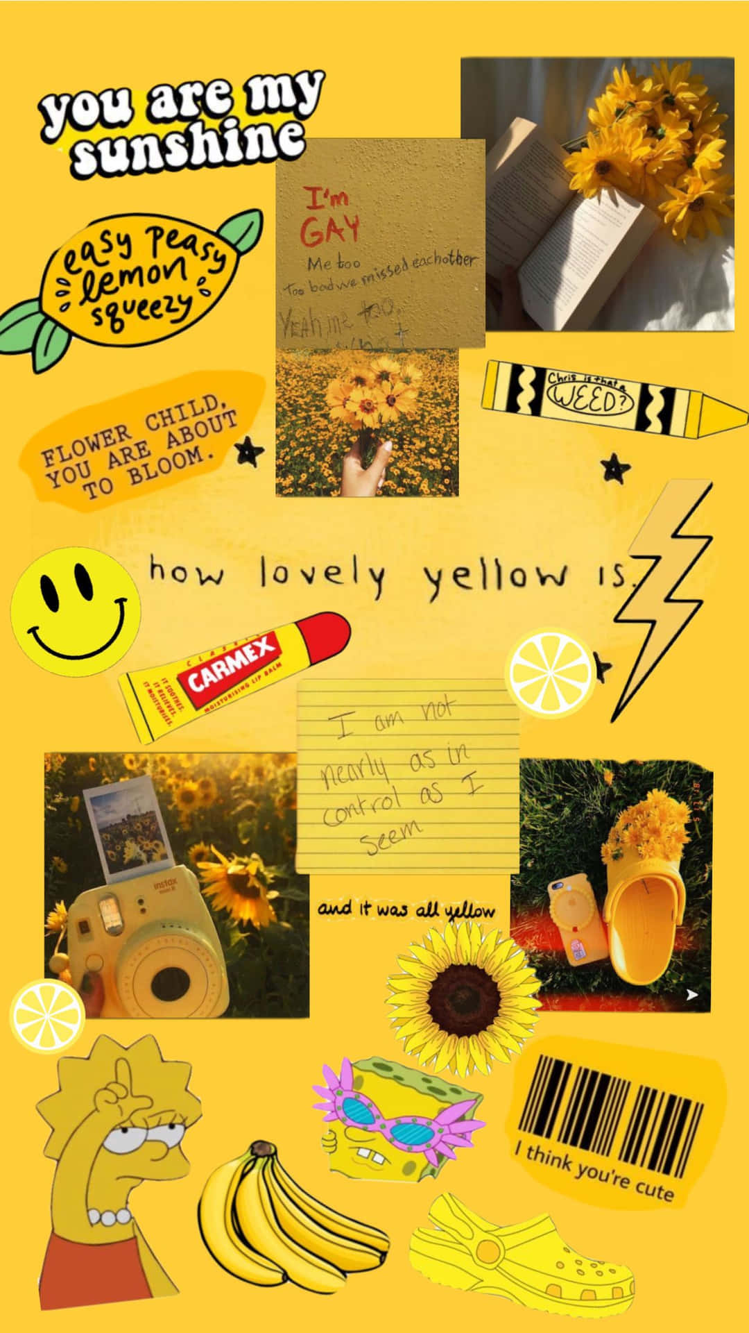 Sunshine Yellow Aesthetic Collage Wallpaper
