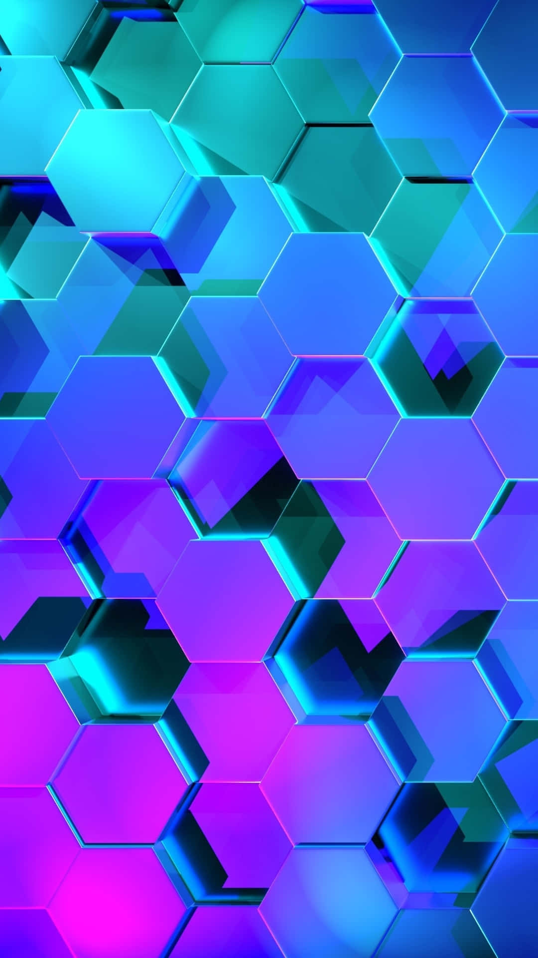 Super Cool 3d Neon Hexagon Blocks Wallpaper