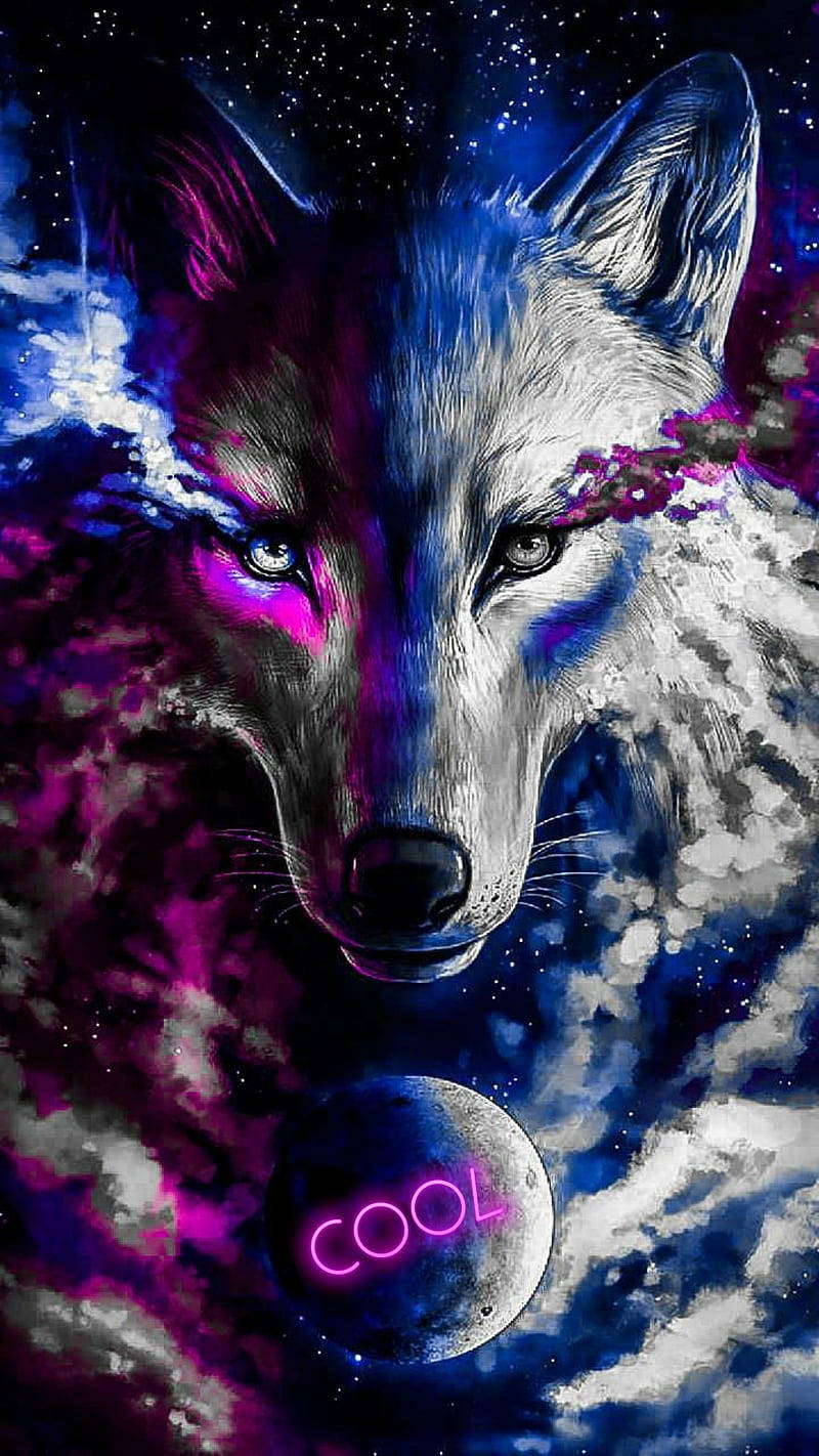 Super Cool Galaxy Gorgeous Wolf Art Wallpaper