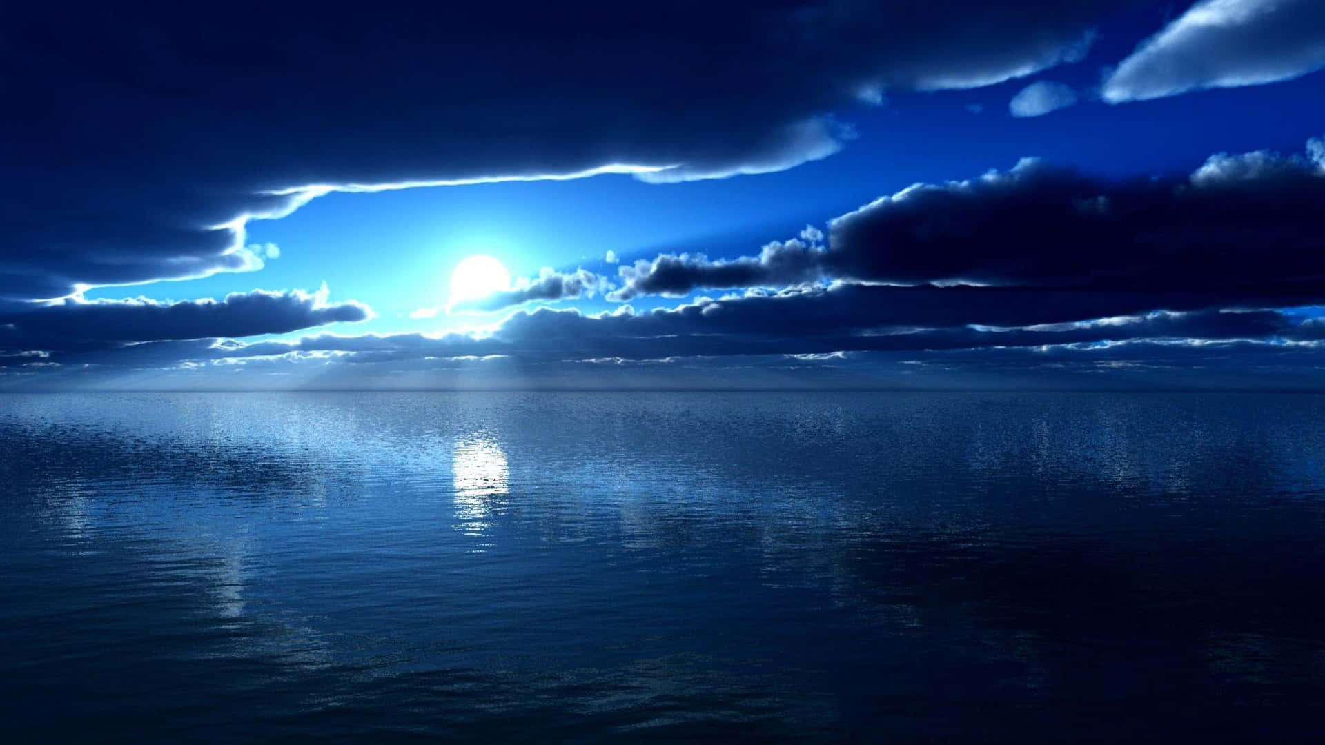 Uncielo Azul Con Nubes Y Agua Fondo de pantalla
