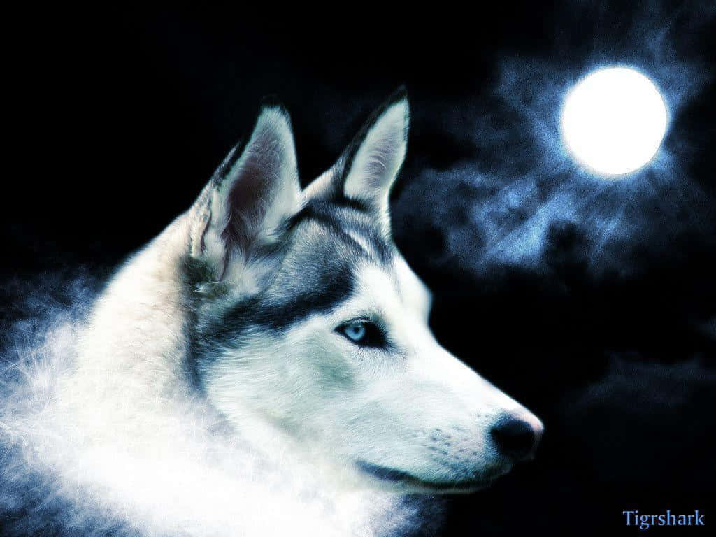 Super Cool Wolf And Moon Wallpaper