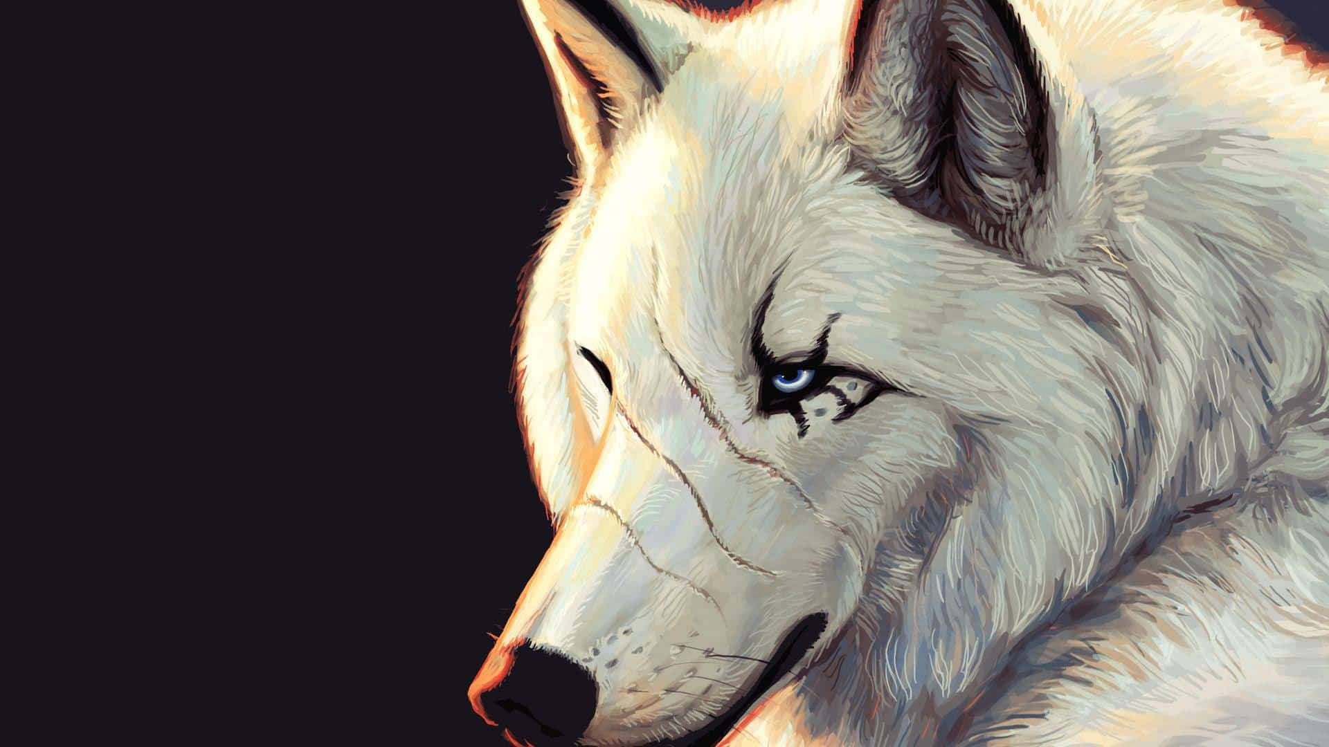 Super Cool Wolf With Scar Wallpaper