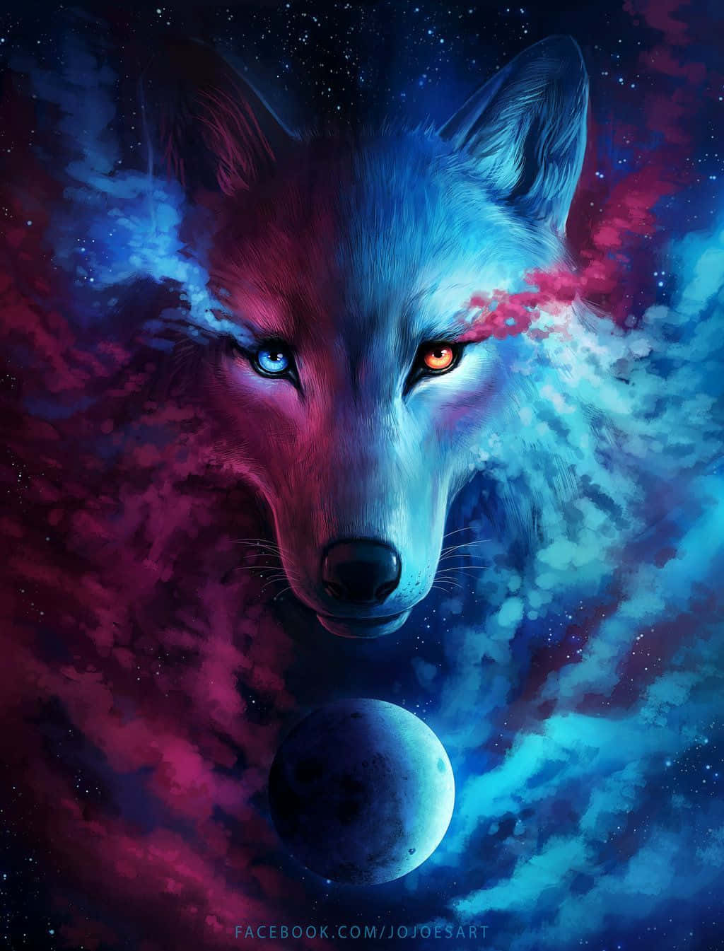 Pink And Blue Super Cool Wolf Wallpaper