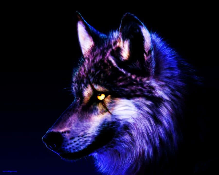Supercooler Wolf Mit Leuchtenden Augen Wallpaper