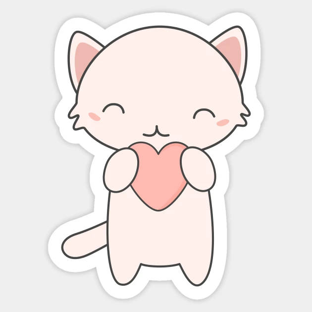 Download Super Cute Kitten Holding Kawaii Heart Wallpaper | Wallpapers.com