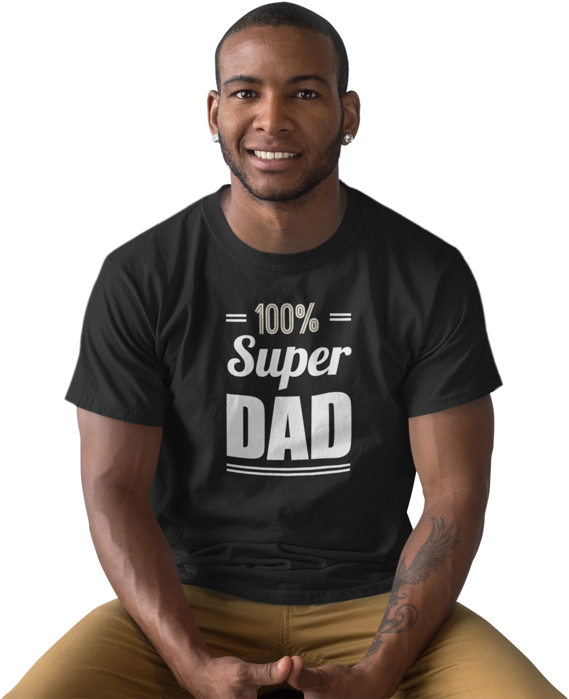 Super Dad T Shirt Man Sitting Smiling PNG