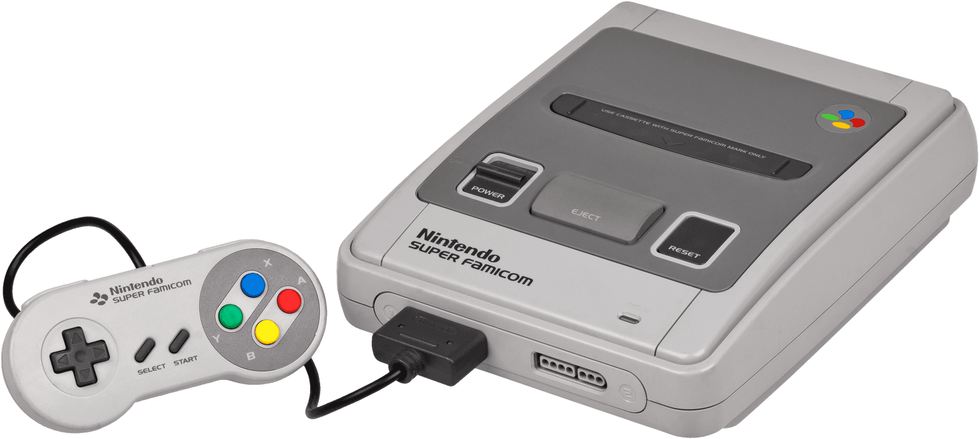 Super Famicom Consoleand Controller PNG