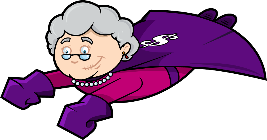 Super Granny Flying Cartoon PNG