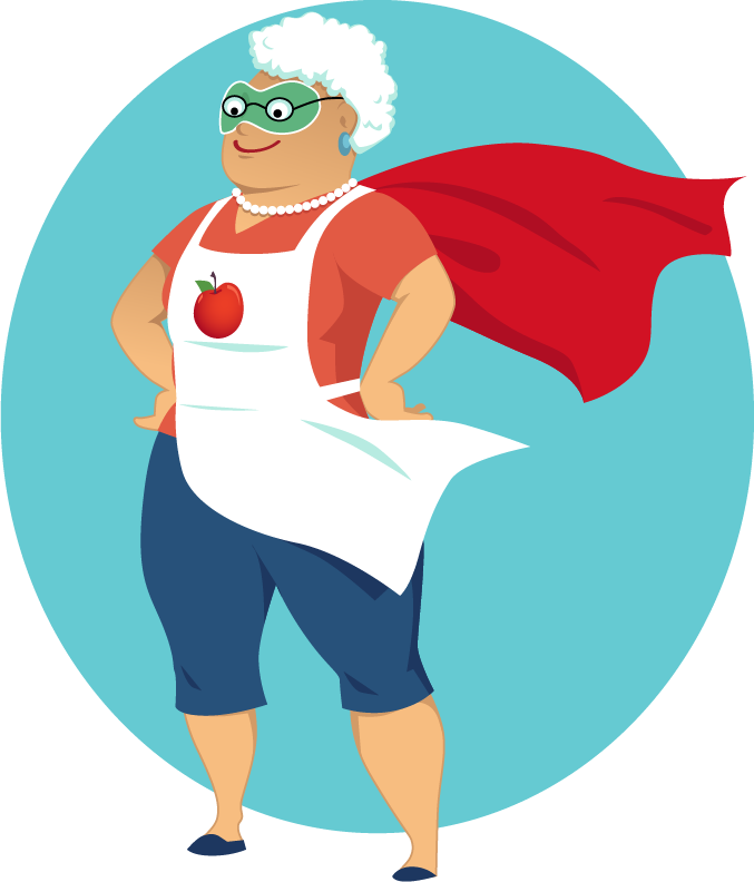 Super Granny Hero Illustration PNG