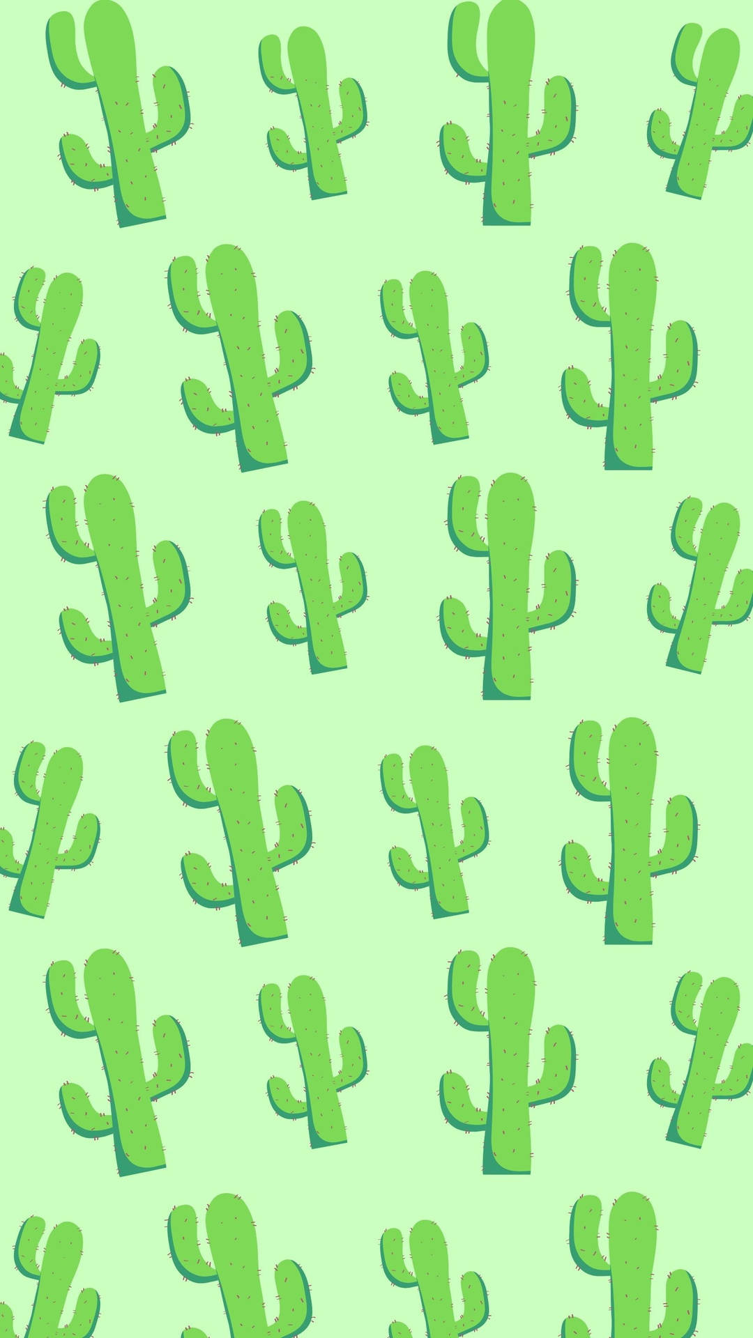 Super Light Green Cactus Pattern Design Wallpaper