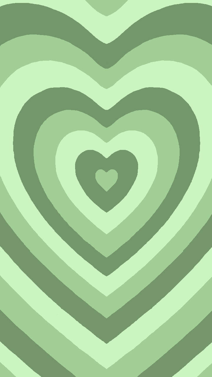 Super Light Green Layered Heart Wallpaper