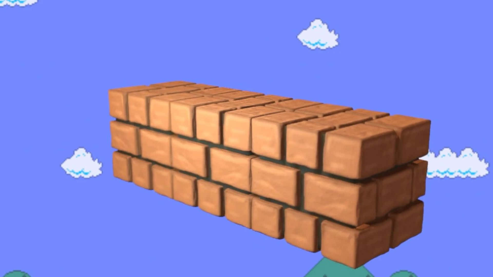 Super Mario Bros smashing a brick in classic game scene Wallpaper