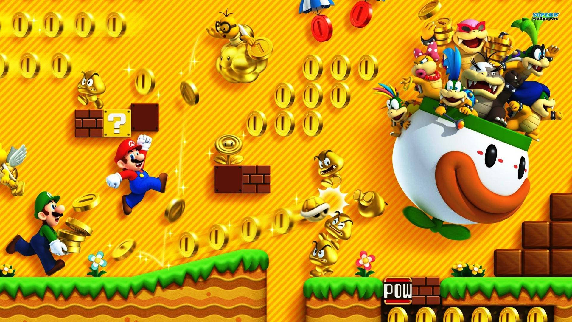 Super Mario Bros Collecting Coins Wallpaper