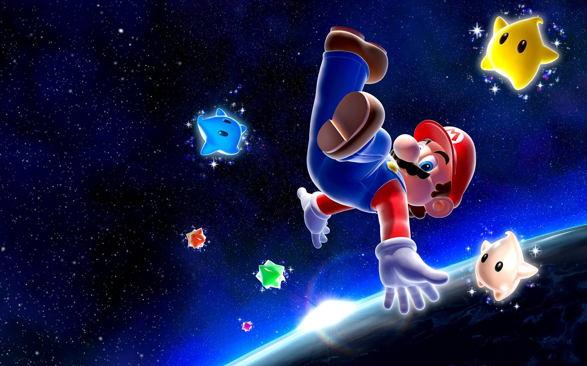 Super Mario Bros Floating In The Space Wallpaper
