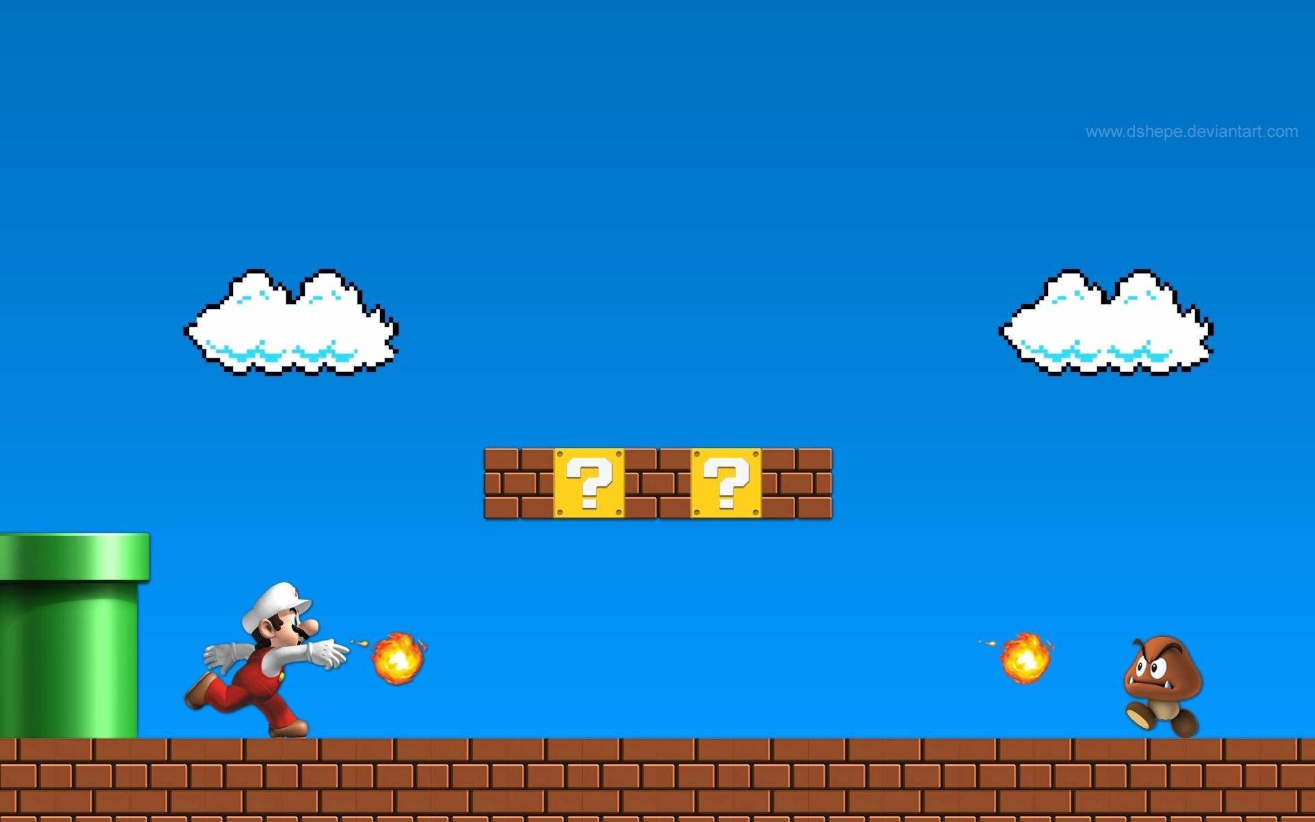 Super Mario Bros Luigi Fighting Goomba Wallpaper