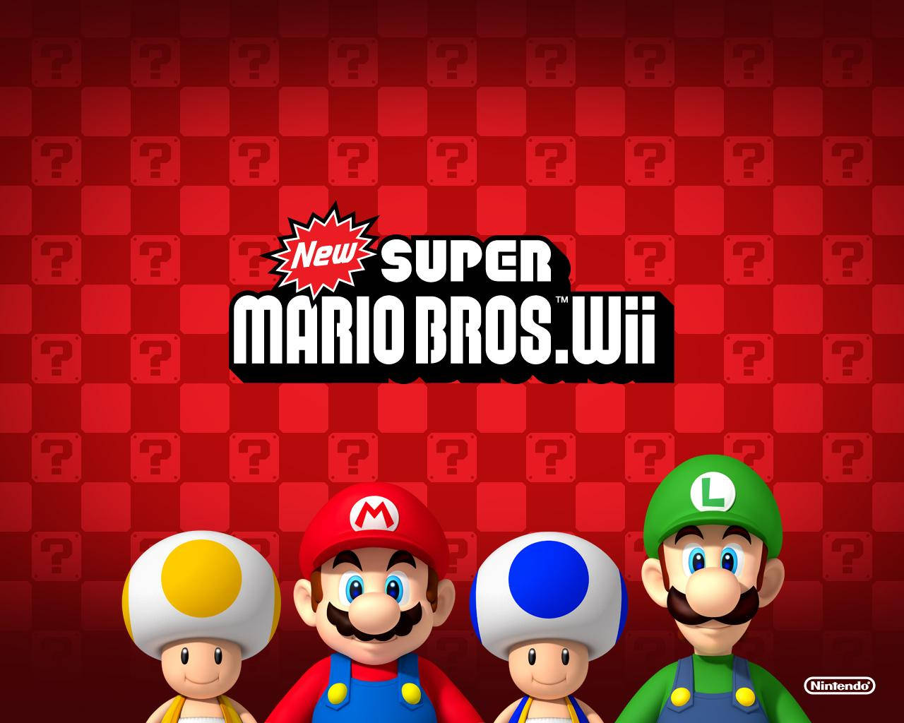 Super Mario Bros Red And Blue Toads Wallpaper