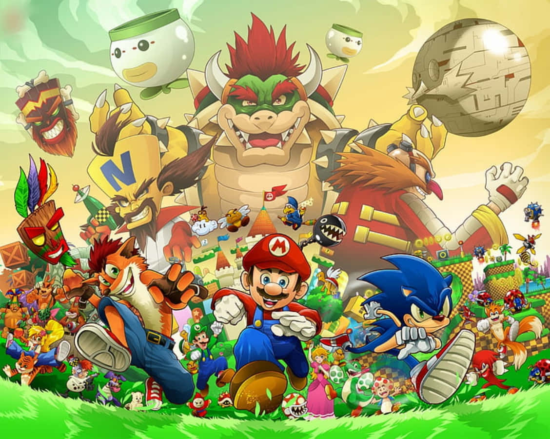 Elcolorido Elenco De Personajes De Super Mario Fondo de pantalla
