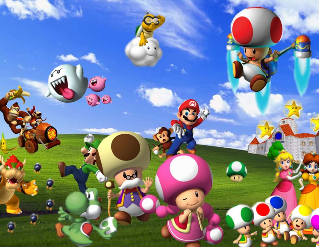 Super Mario Characters Assemble Wallpaper