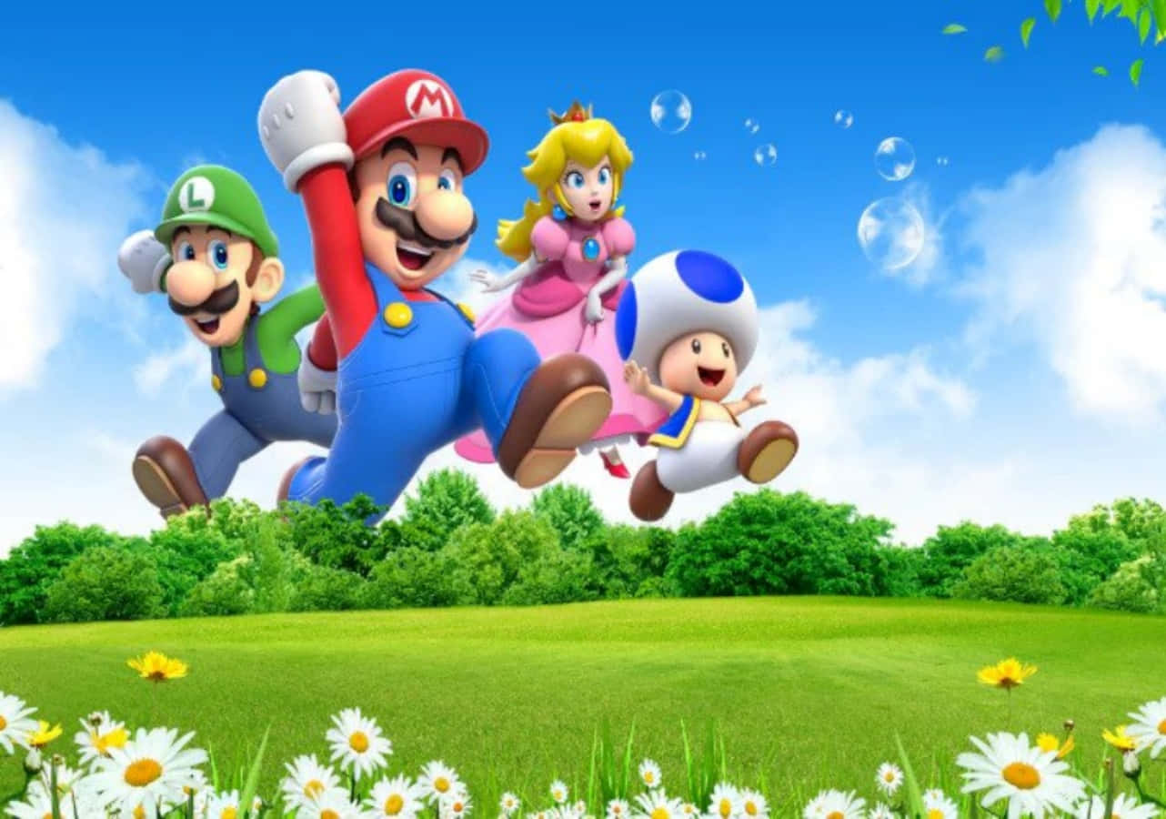 Super Mario Characters Assembled Wallpaper