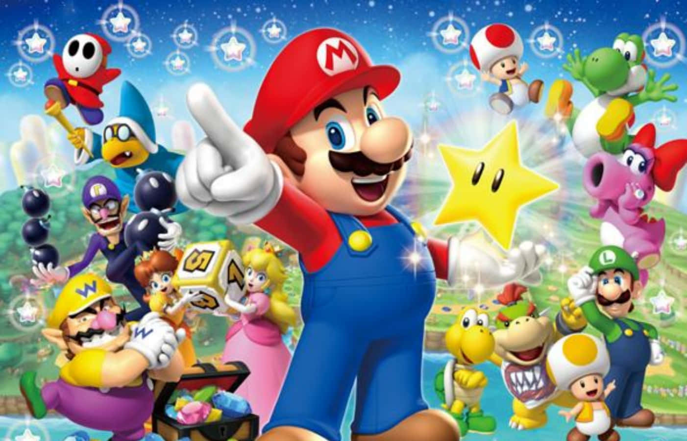 Personajespopulares De Super Mario En Una Aventura Fondo de pantalla
