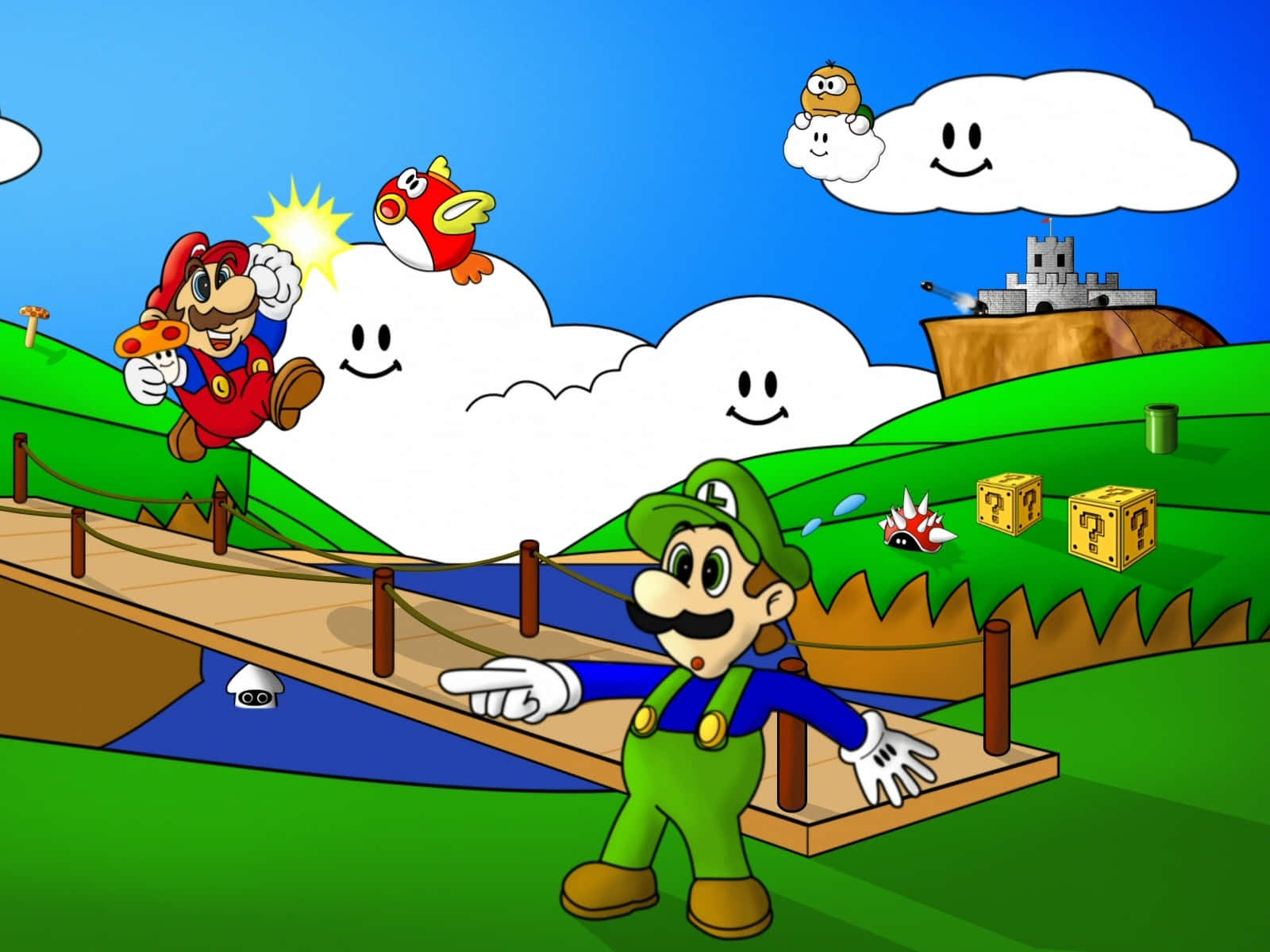 Super Mario Characters Gathered Together Wallpaper