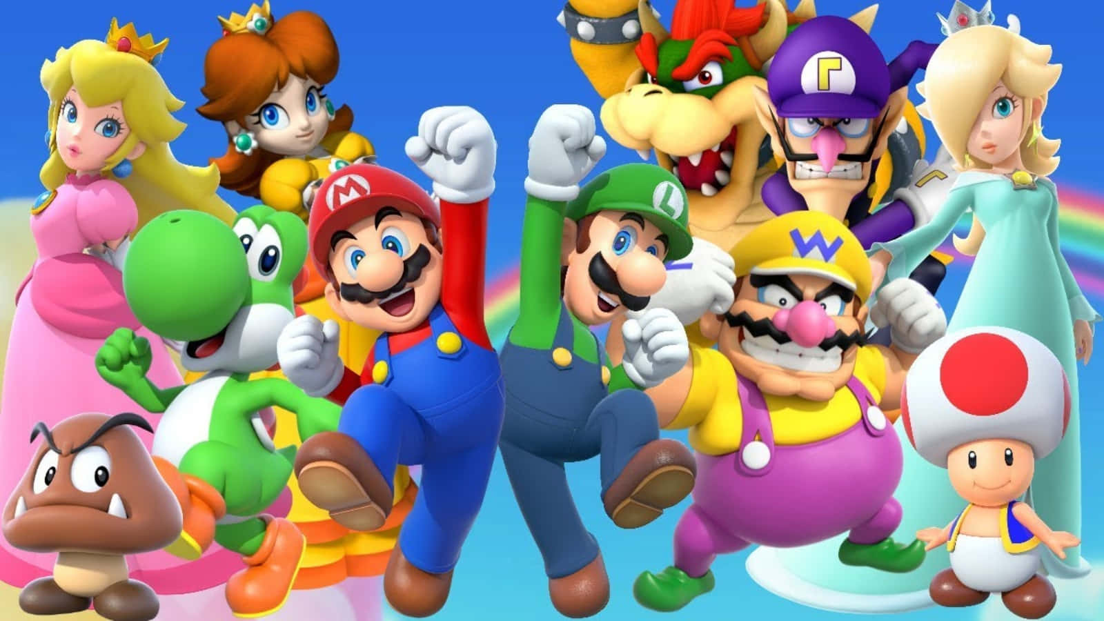 Lareunión Definitiva De Los Personajes De Super Mario Fondo de pantalla