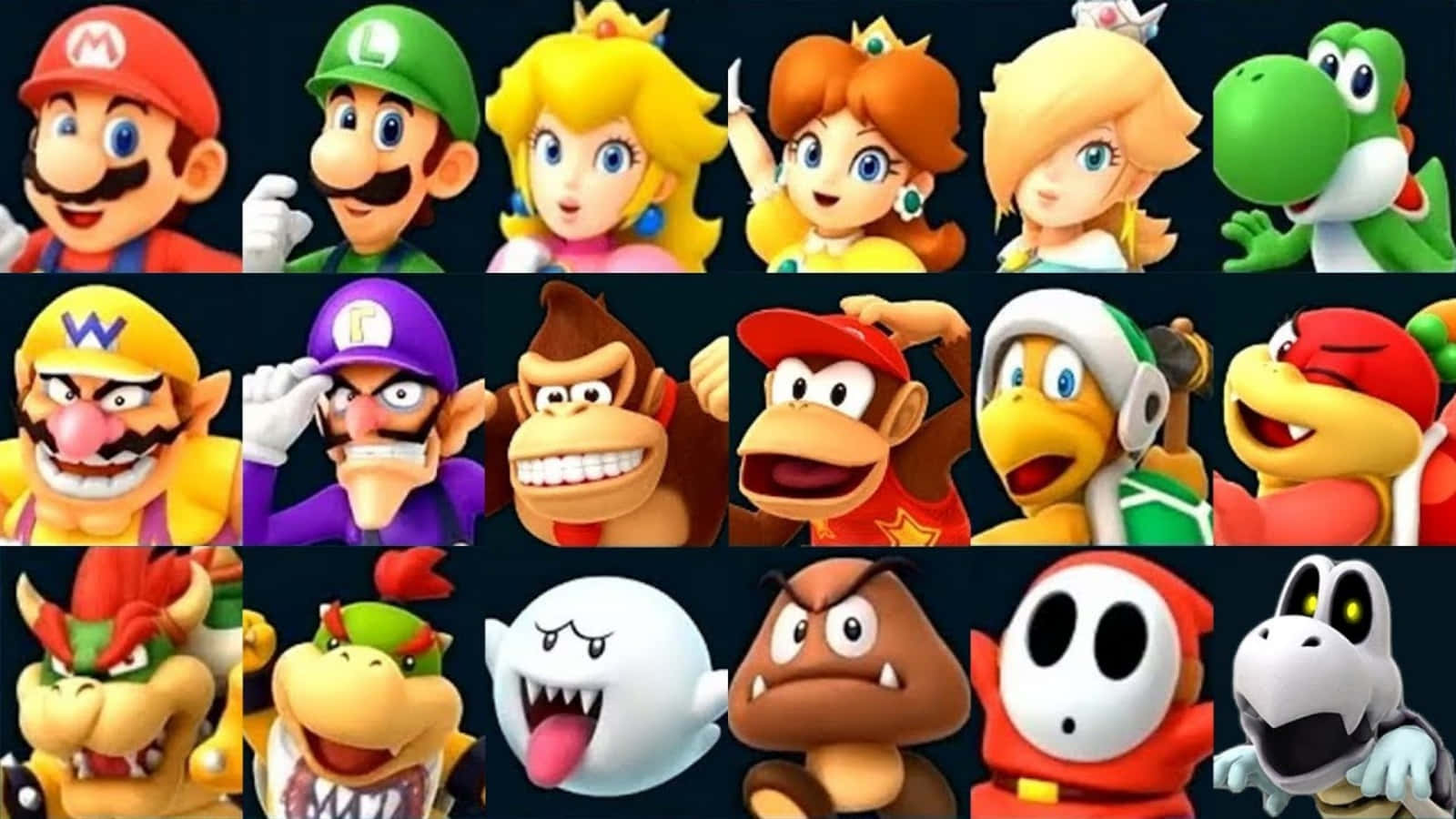 Group Picture of Iconic Super Mario Characters Wallpaper
