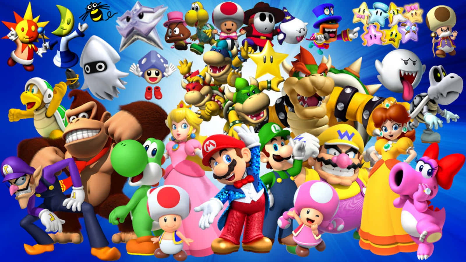 Exciting World of Super Mario Characters Wallpaper