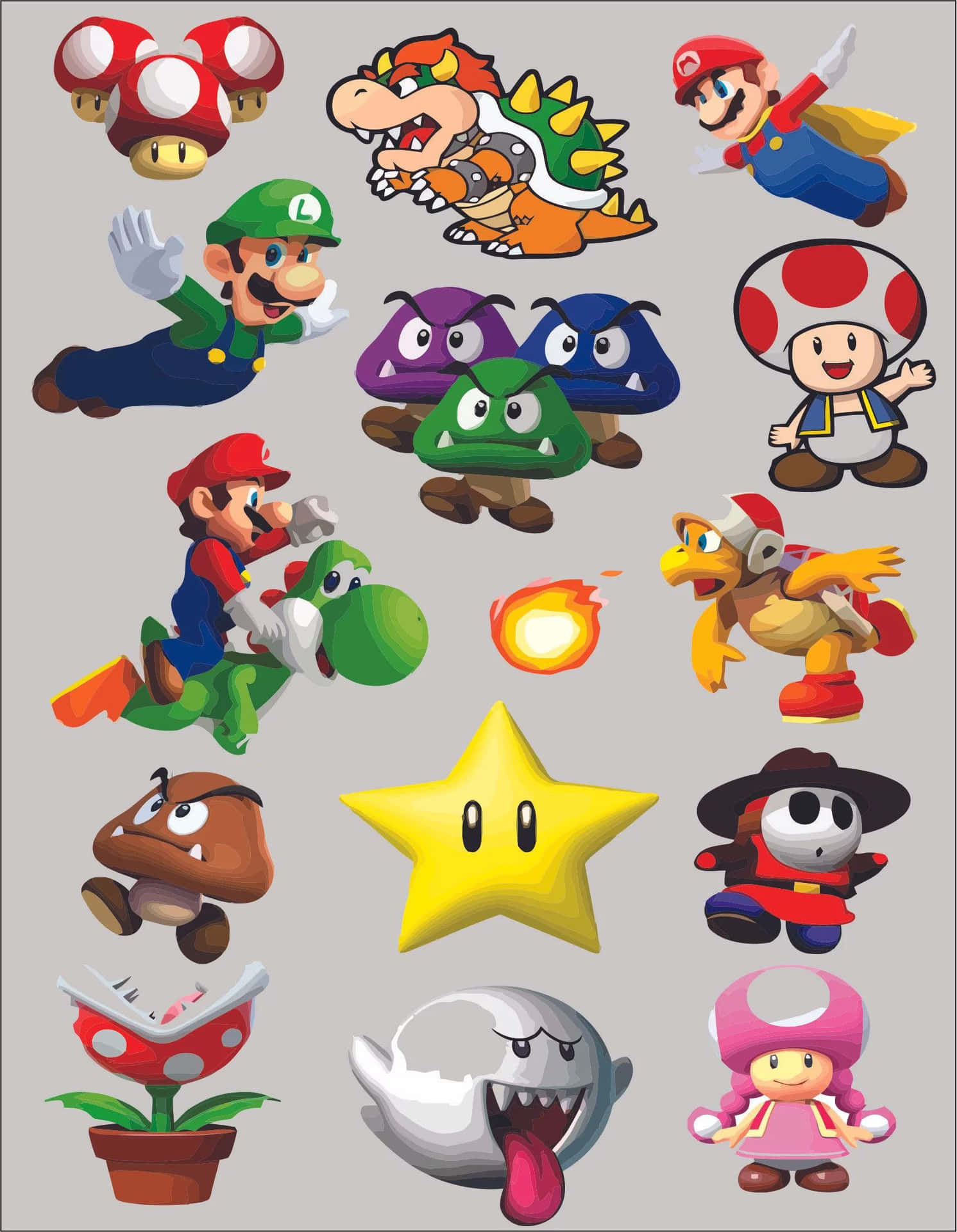 Exciting Adventures with Super Mario Characters Wallpaper