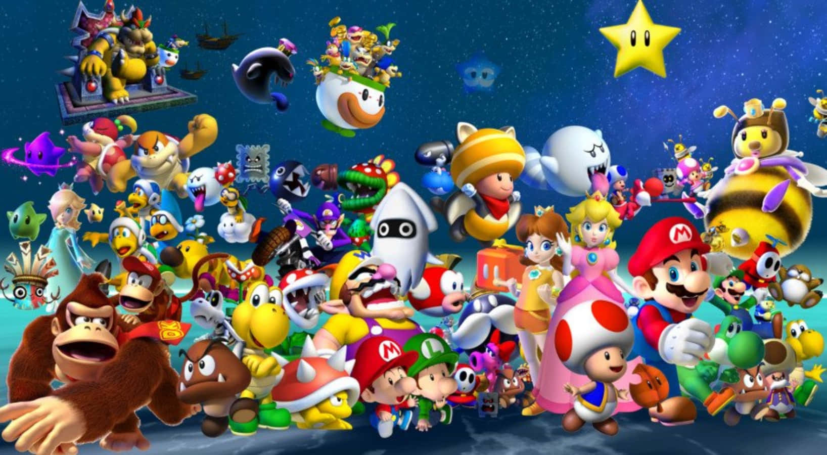 Super Mario Characters Assemble in a Stunning Wallpaper Wallpaper
