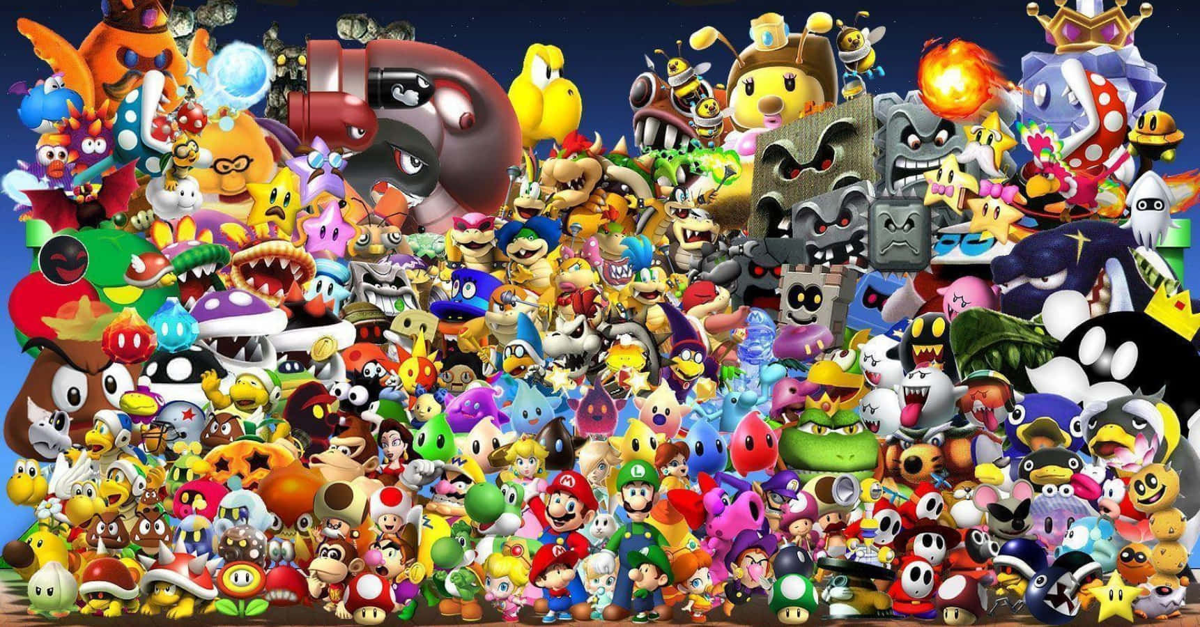 Your Favorite Super Mario Characters Group Photo Wallpaper