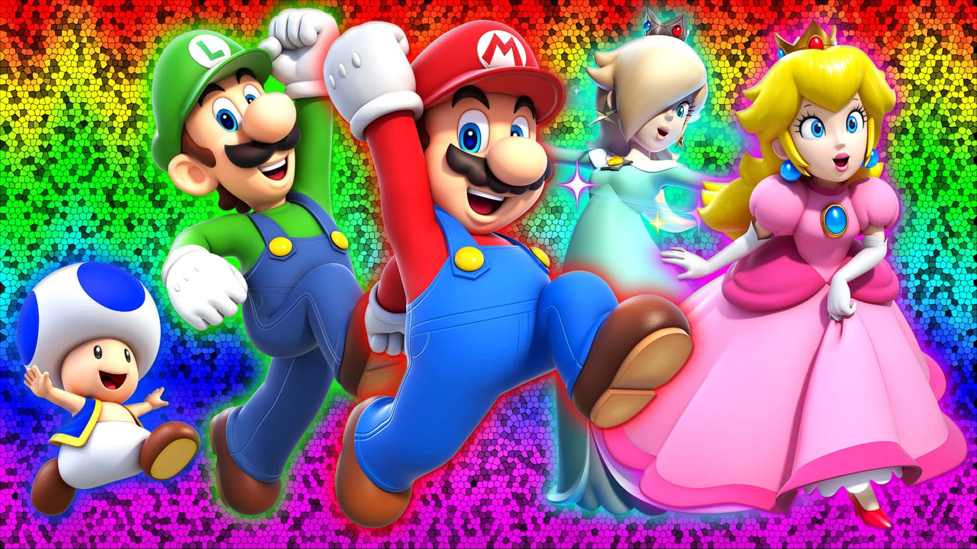 Exciting Group of Super Mario Characters Wallpaper