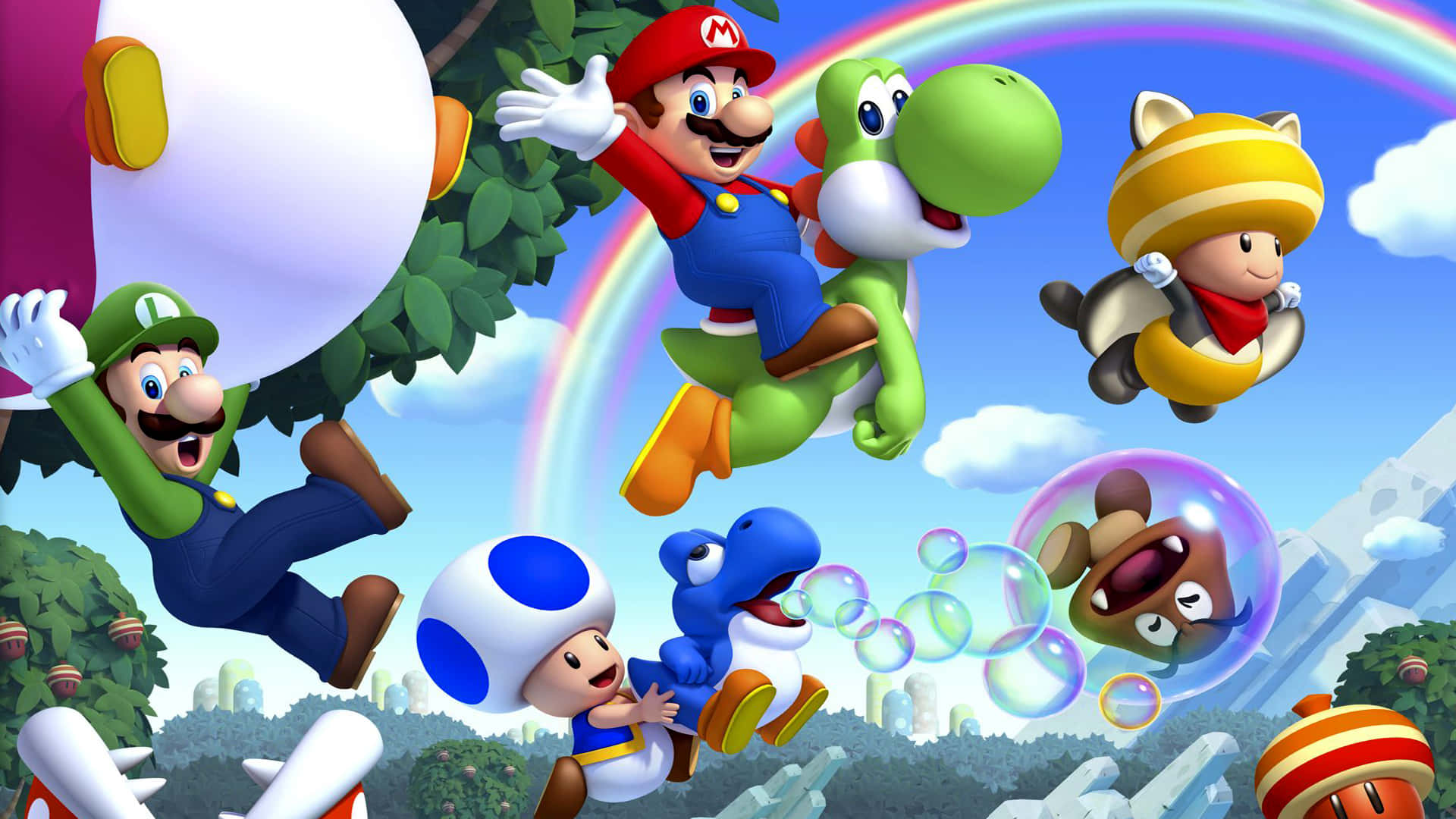 Group of Classic Super Mario Characters Wallpaper