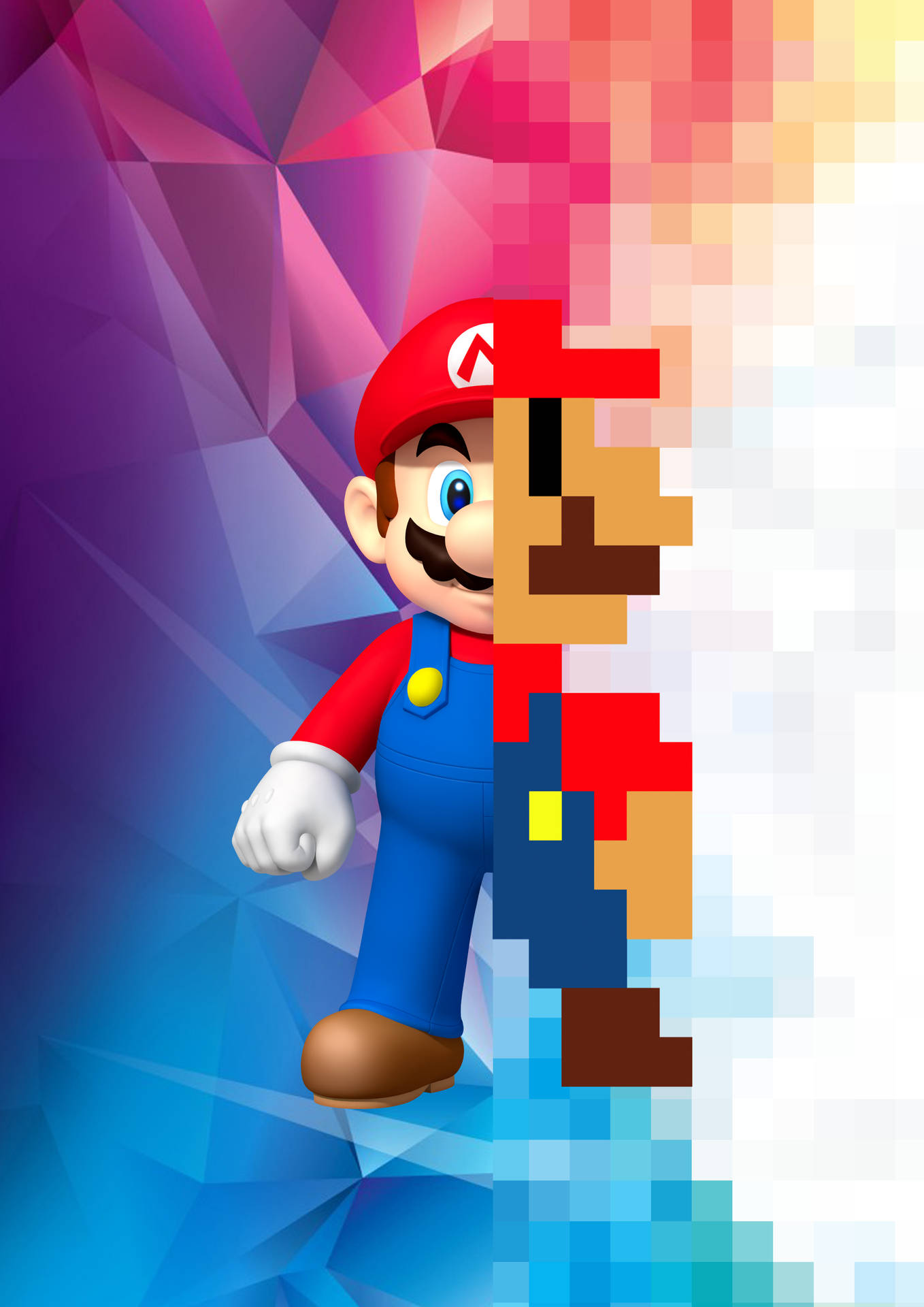 Super Mario Digital And Retro Wallpaper