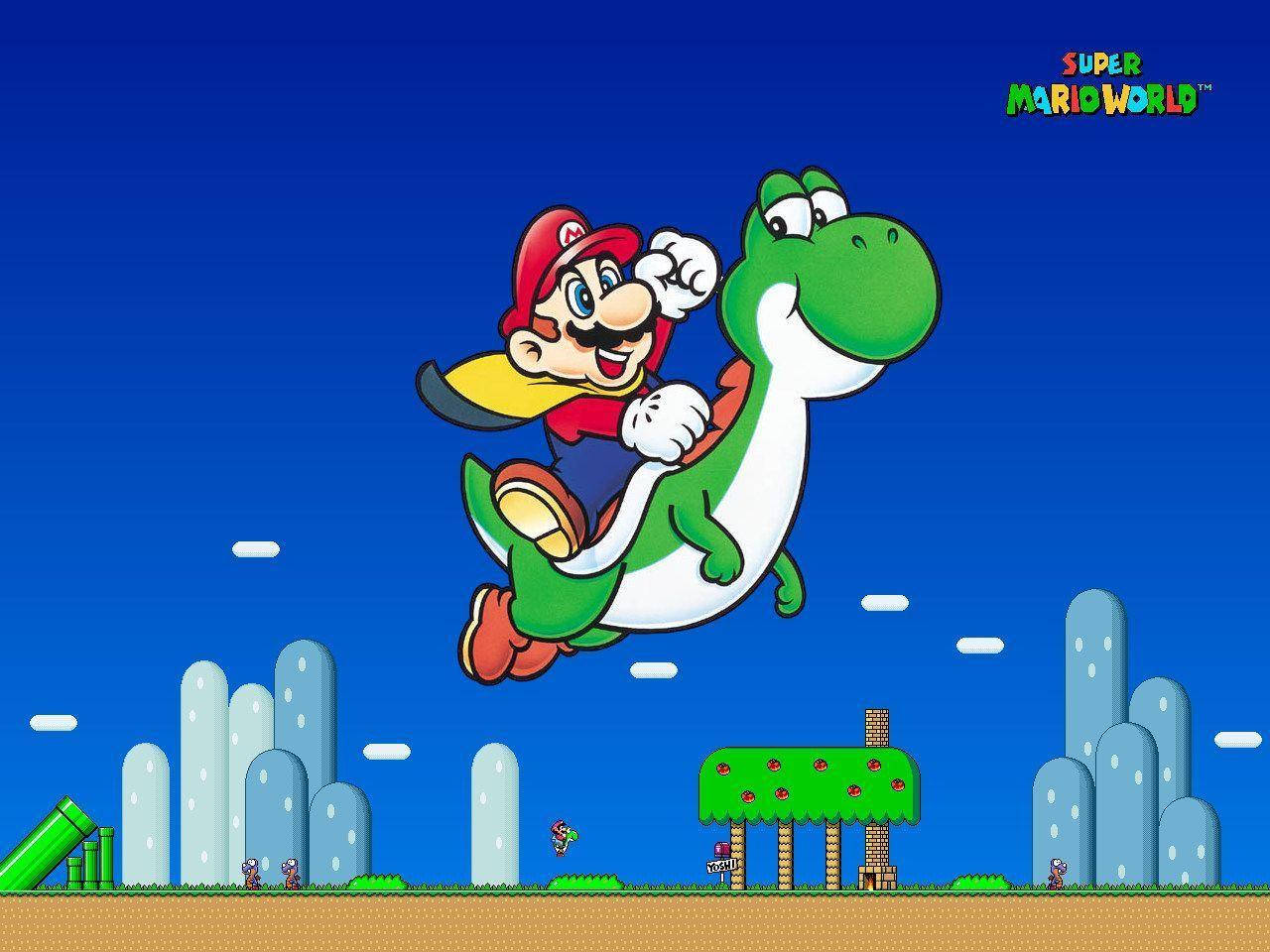 Super Mario Flying World Wallpaper