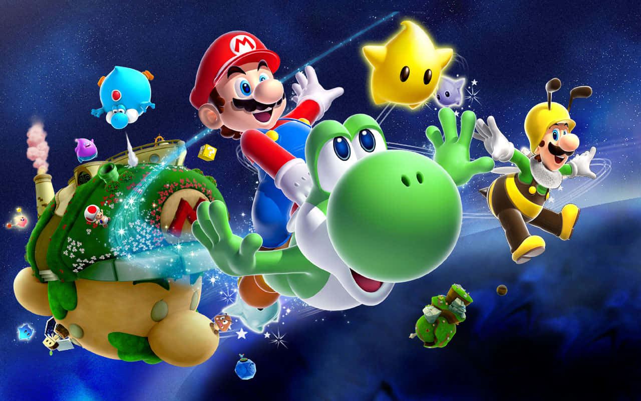 "Mario's adventures continue in Super Mario Galaxy!" Wallpaper