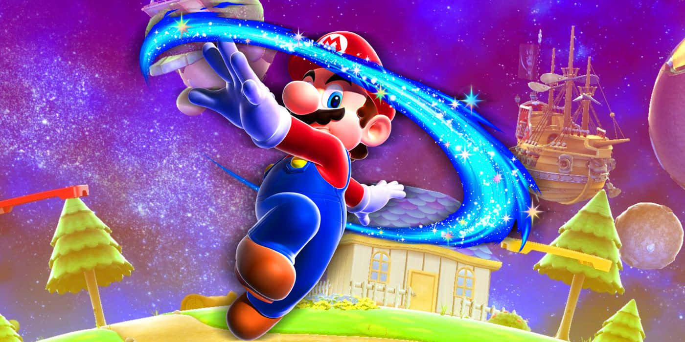 Deslízatea Través De Las Galaxias Con Super Mario Fondo de pantalla