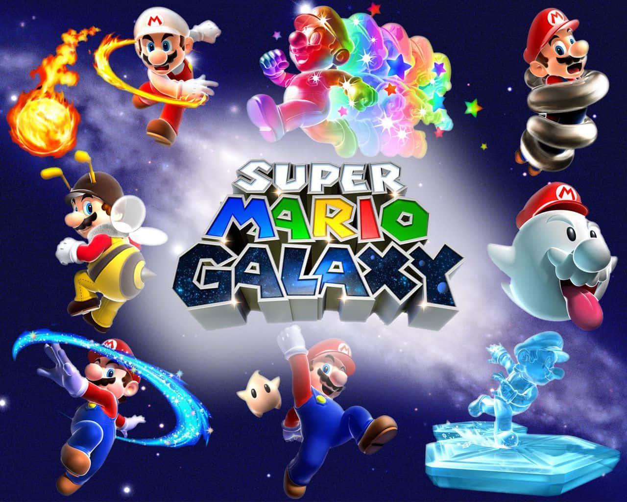 Super Mario flying through space in Super Mario Galaxy 2 Wallpaper