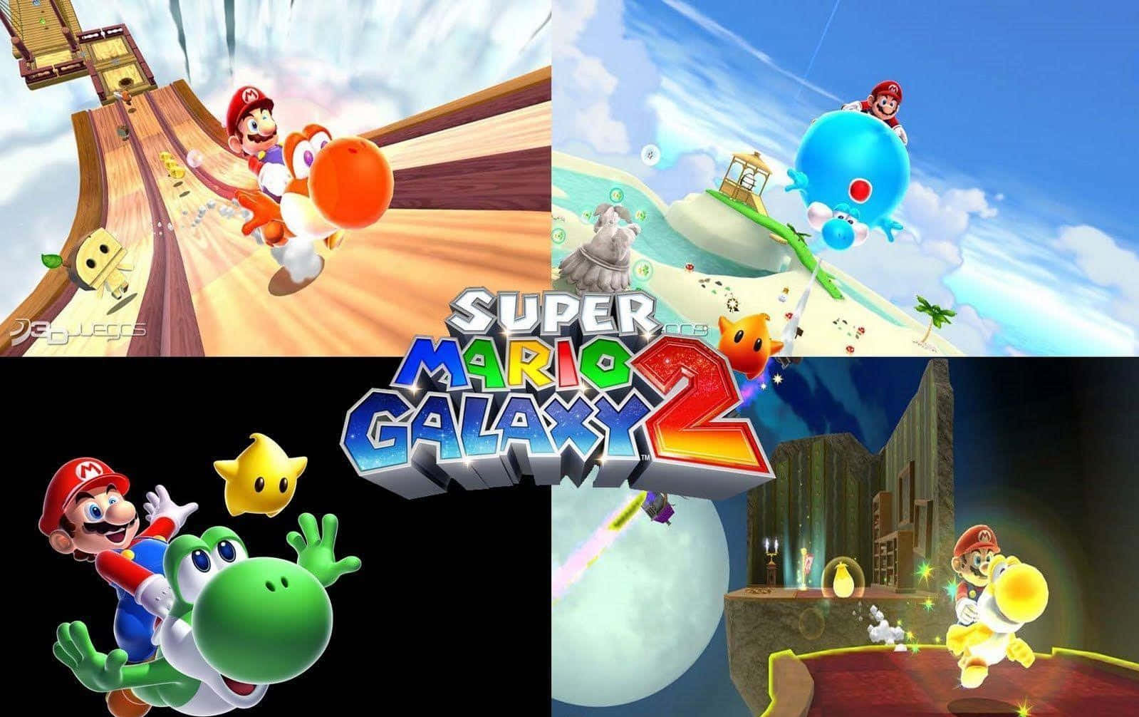 Super Mario Galaxy 2 - Mario and Yoshi Adventure in Space Wallpaper