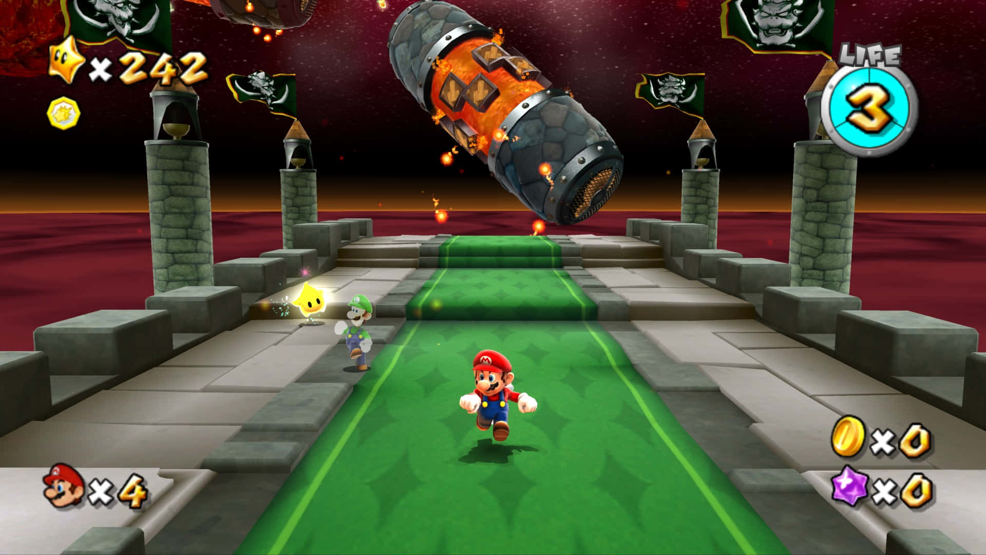 Supermario Galaxy 2 - Mario Volando A Través De Varios Planetas Y Galaxias Fondo de pantalla