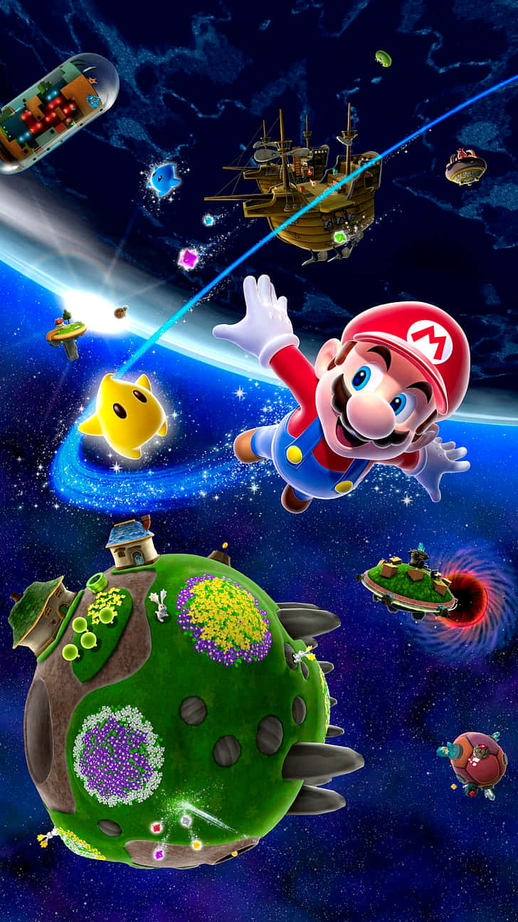 Svävaiväg In I Galaxen Med Super Mario Wallpaper
