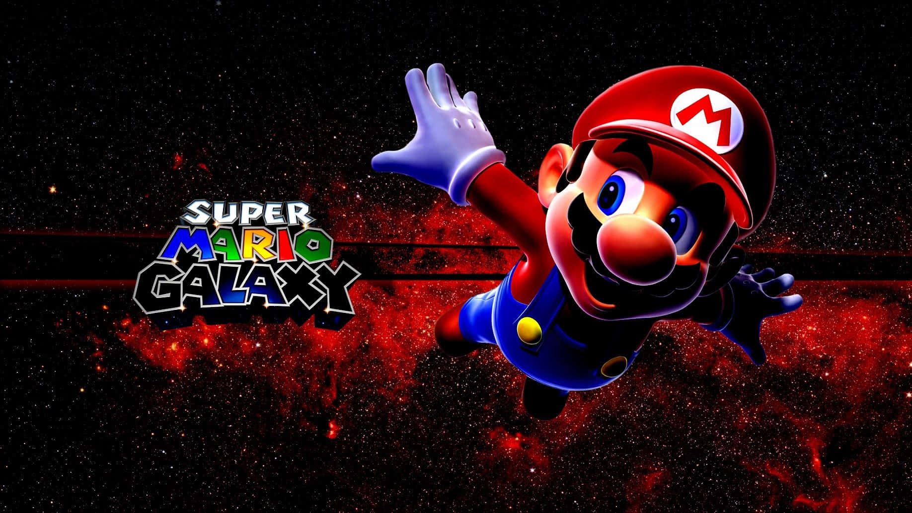 Följmed Mario På Ett Intergalaktiskt Äventyr Med Super Mario Galaxy. Wallpaper
