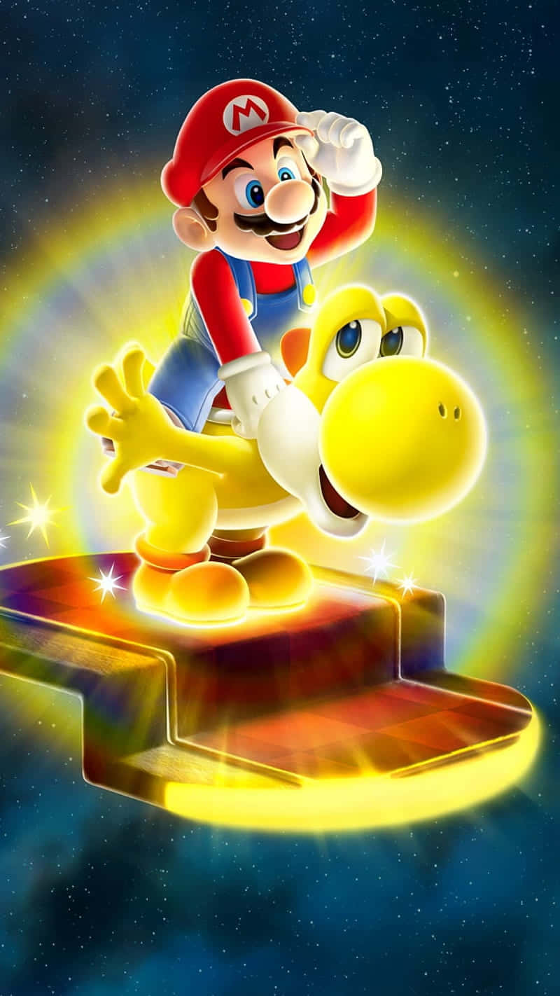 Lad dig lancere ind i en ud-af-denne-verden eventyr med Super Mario Galaxy tapet. Wallpaper