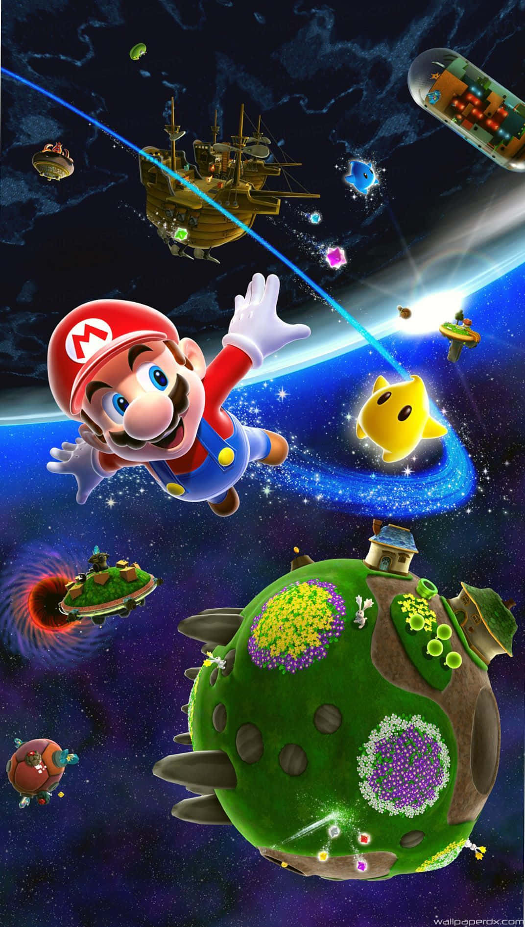 Explore new galaxies in Super Mario Galaxy! Wallpaper
