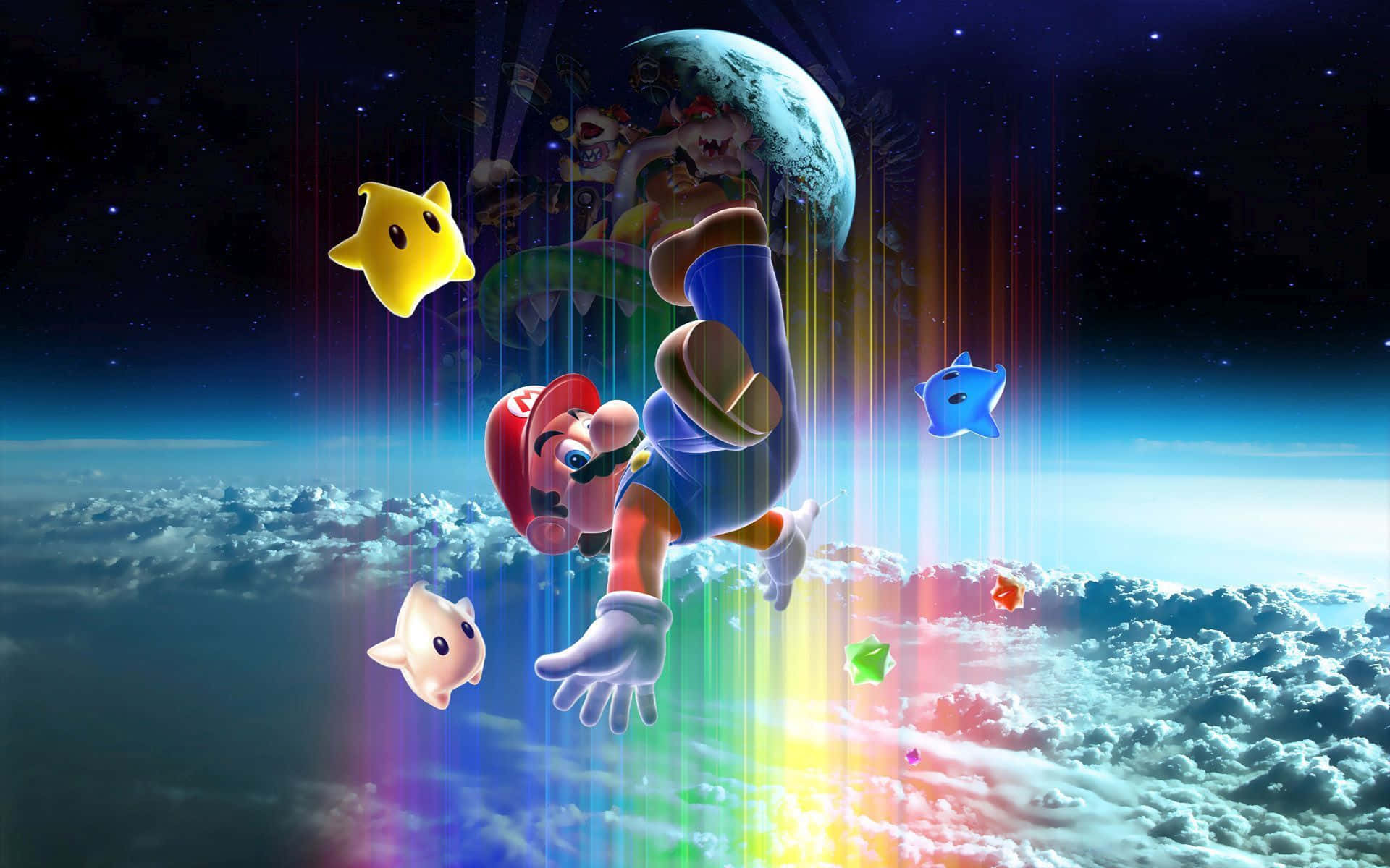 Super Mario løber gennem et univers af sjov. Wallpaper